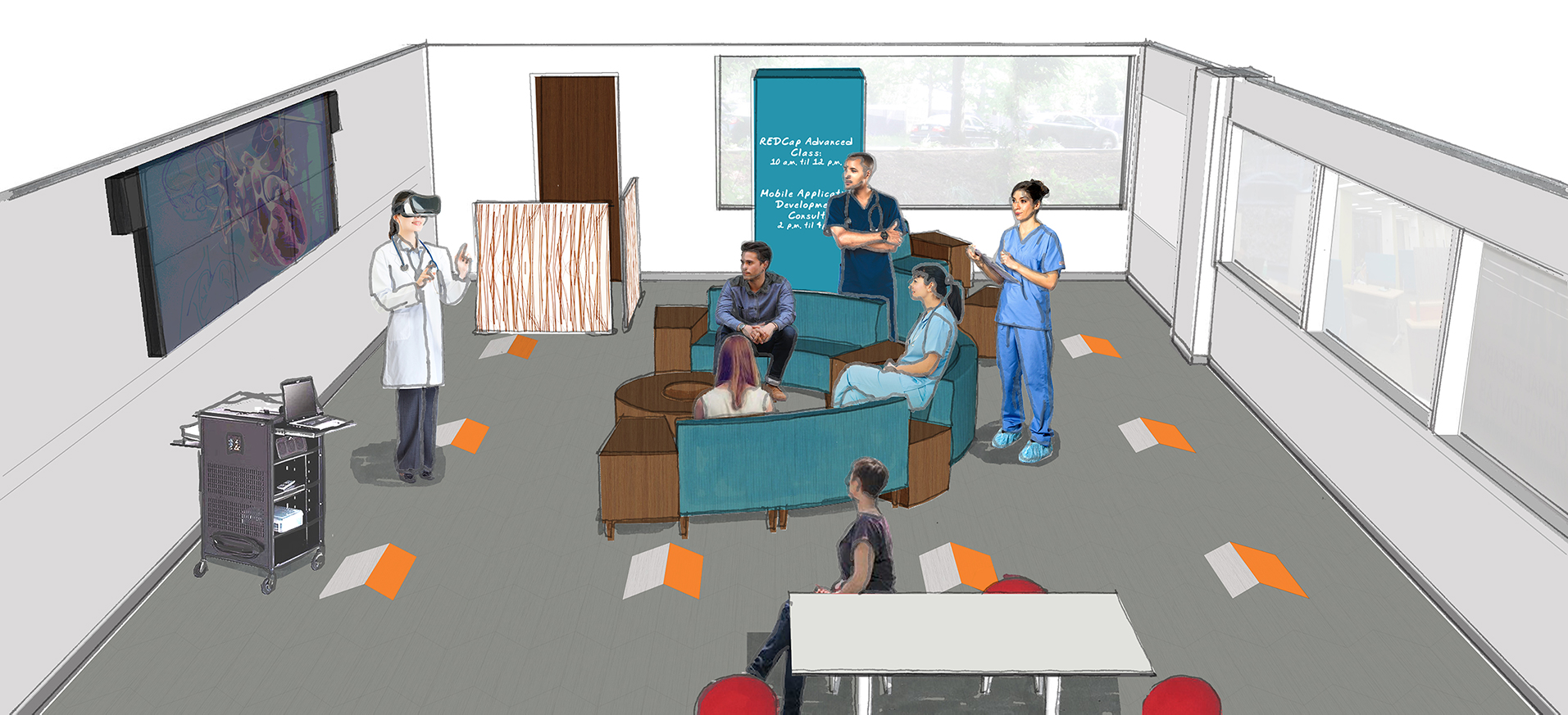 Initial artist rendering for implementing VR into UW HSL’s TRAIL.