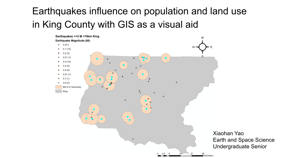 Slide from "Earthquakes influence on populations and land cover in King County with GIS" presentation