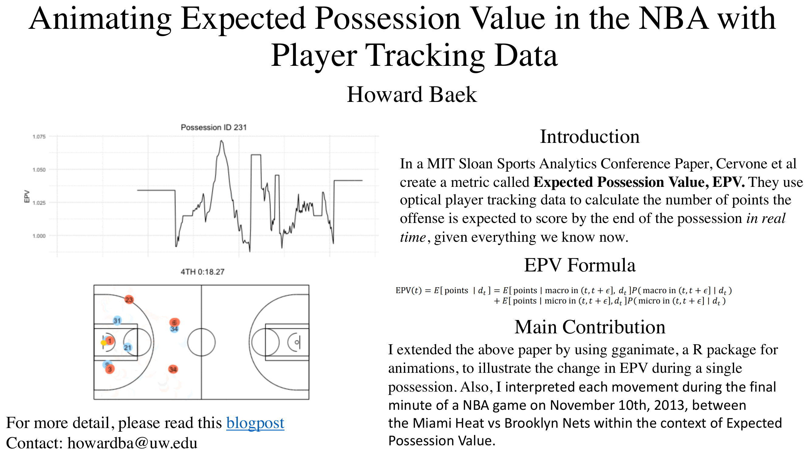 Inimating Expected Possession Value in the NBA with Player Tracking Data Poster