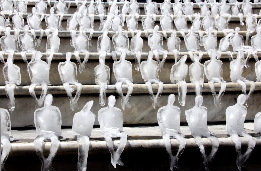 A group of ice sculptures

Description automatically generated