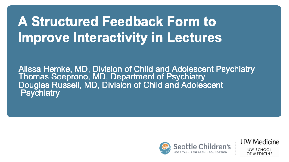 A structured feedback form to improve interactivity in lectures Poster