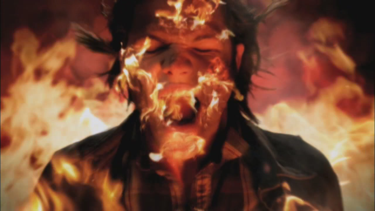 A person with his mouth open and flames coming out of his face

Description automatically generated
