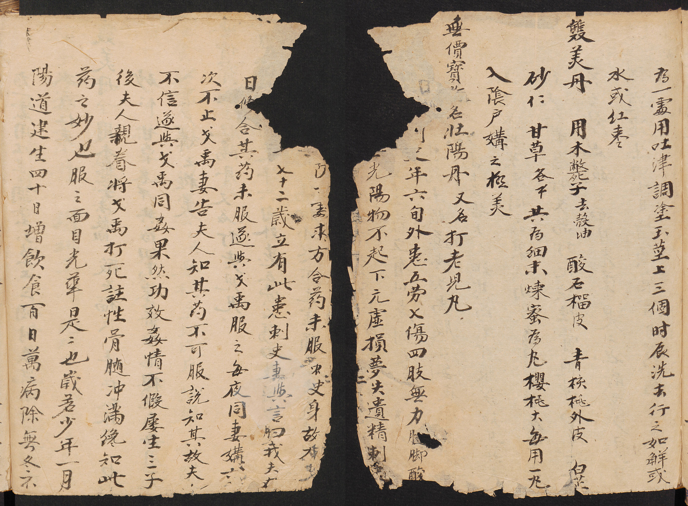 Two yellowed manuscript pages filled with Chinese characters.
