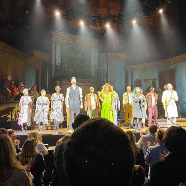 This is a picture of the Hadestown tour cast when the show came to the Paramount Theatre in Seattle in 2023. 