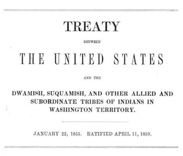 Treaty between the United States and the Duwamish, Suquamish, and other allied and subordinate tribes of Indians in Washington Territory : January 22, 1855, ratified April 11, 1859.